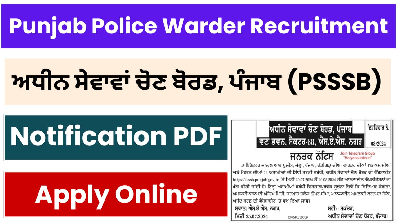 Punjab Police Warder Recruitment