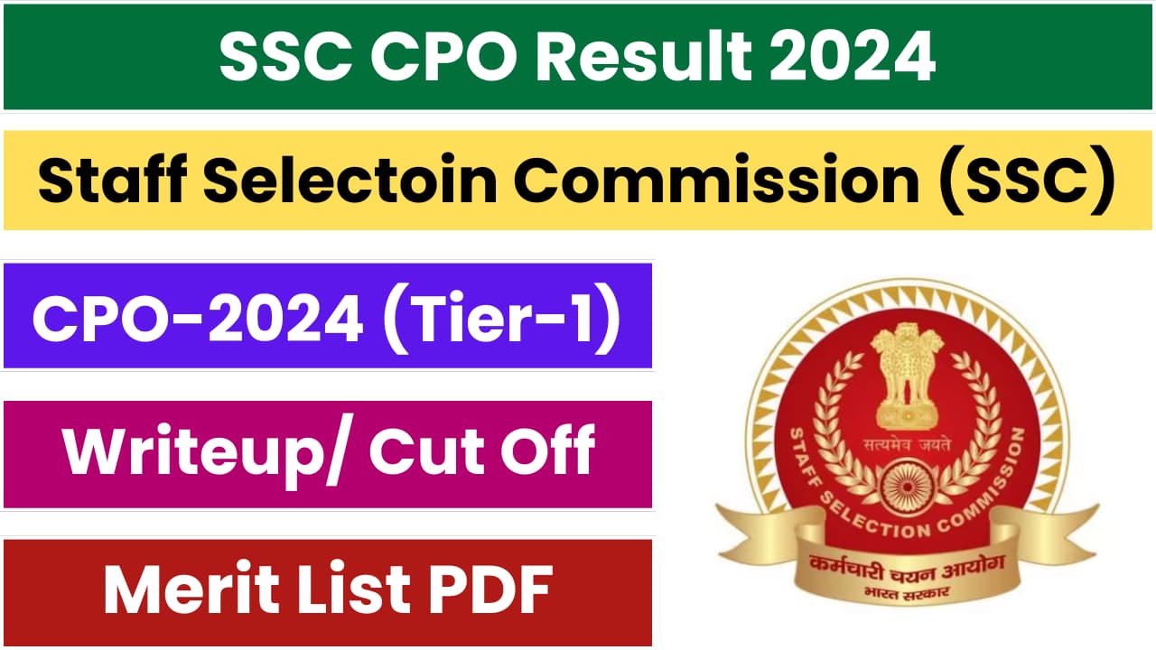 SSC CPO Result 2024 Tier1 Out Soon, Merit List, and Cutoff PDF