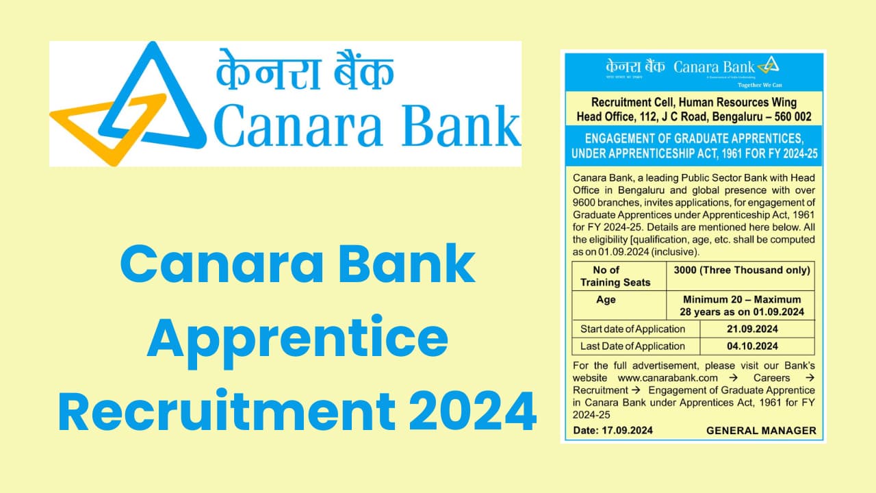 Canara Bank Apprentice Recruitment 2024