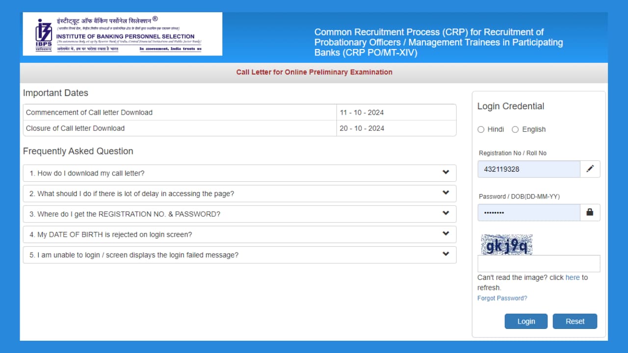 IBPS PO Admit Card 2024