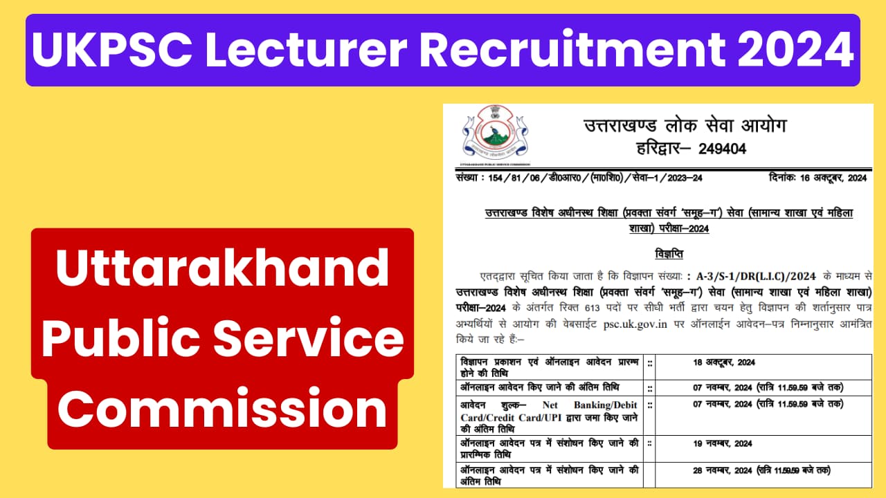 UKPSC Lecturer Recruitment 2024