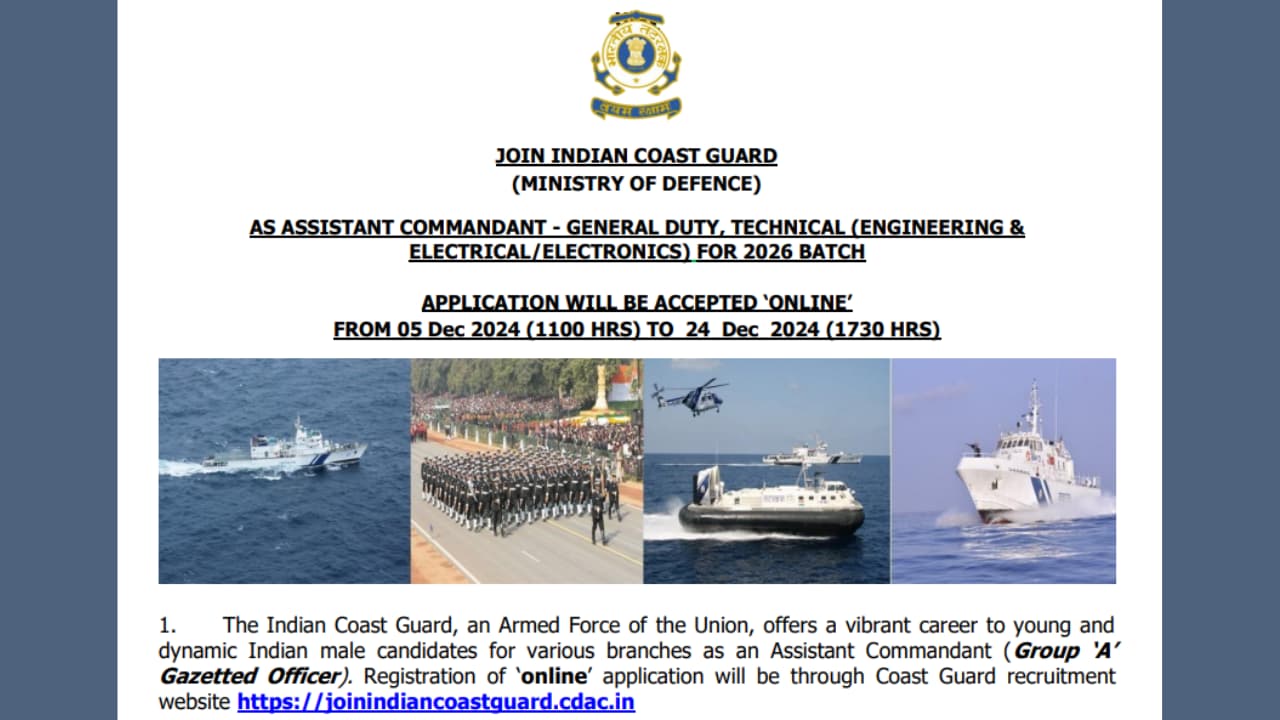 Indian Coast Guard Assistant Commandant Recruitment 2024