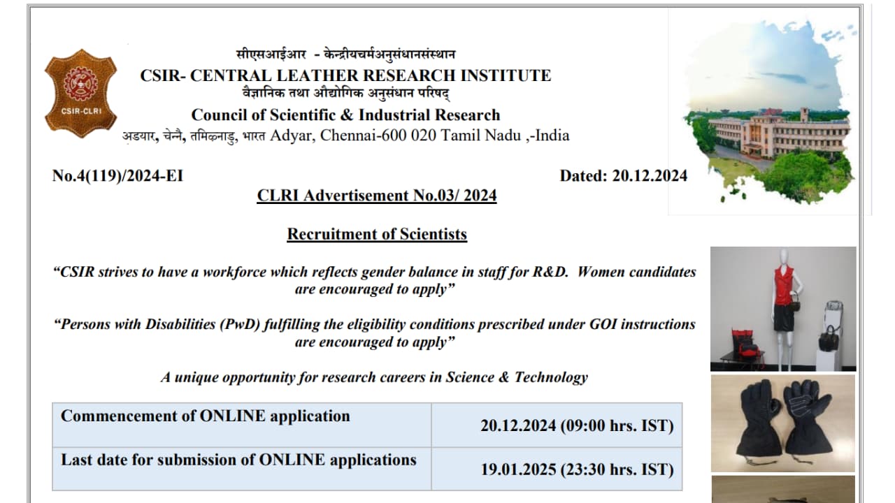 CSIR CLRI Scientist Recruitment 2024