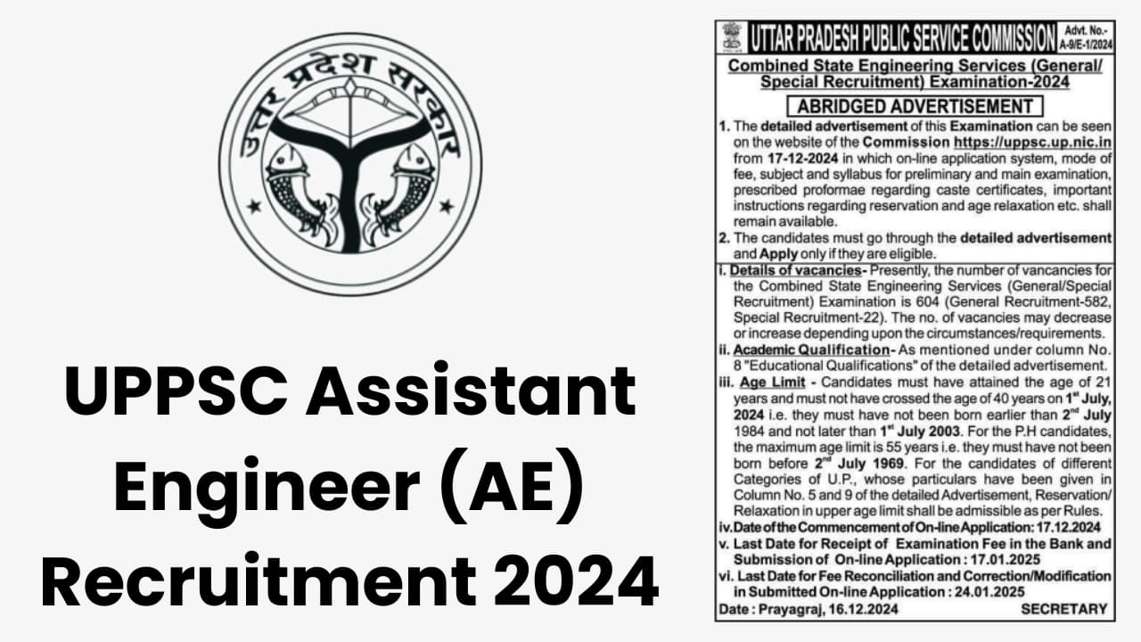 UPPSC Assistant Engineer (AE) Recruitment 2024